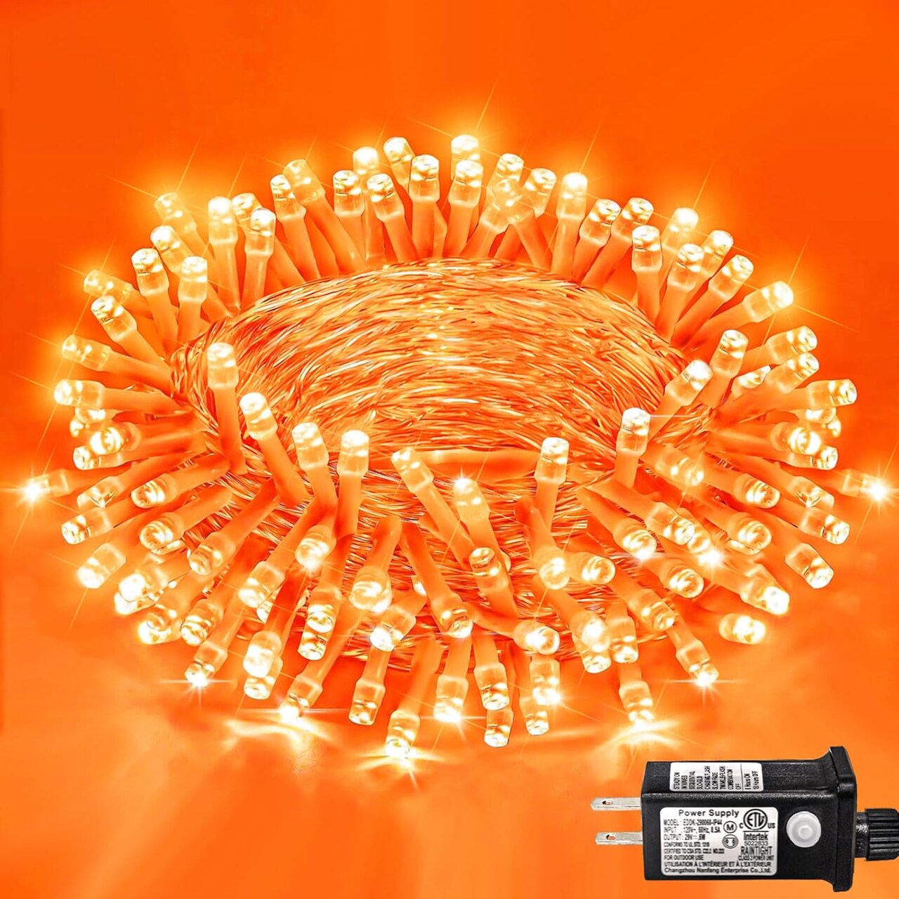 120 LED Orange Fairy String Lights – 40 FT Plug-In Indoor & Outdoor String Lights with 8 Modes, Waterproof for Christmas, Halloween & Thanksgiving Decorations (Orange)